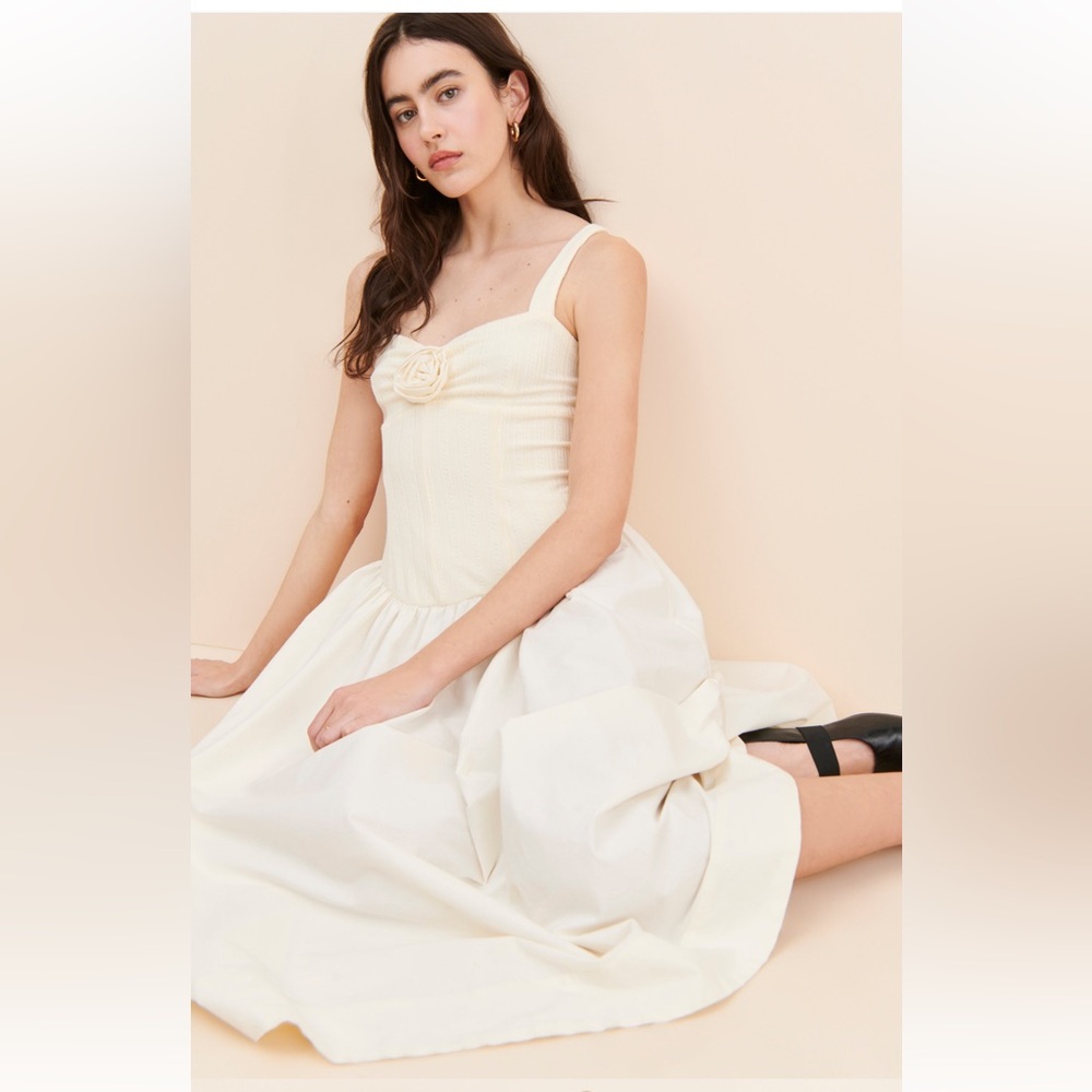 For Love And Lemons Billie Midi Dress in Ivory NWOT